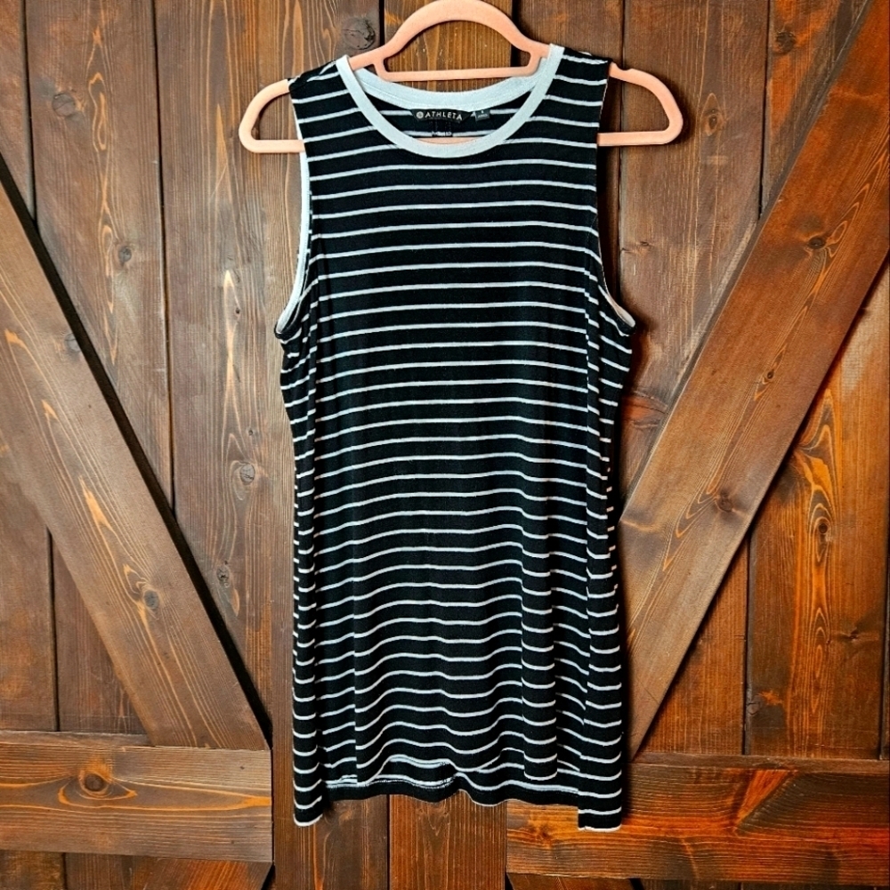 Athleta Womens Black and White Side Split Crewneck Tank Top Size Small